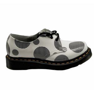Dr Martens Polka Dot Smooth Leather Womens White Black Oxford Shoes 5 NEW